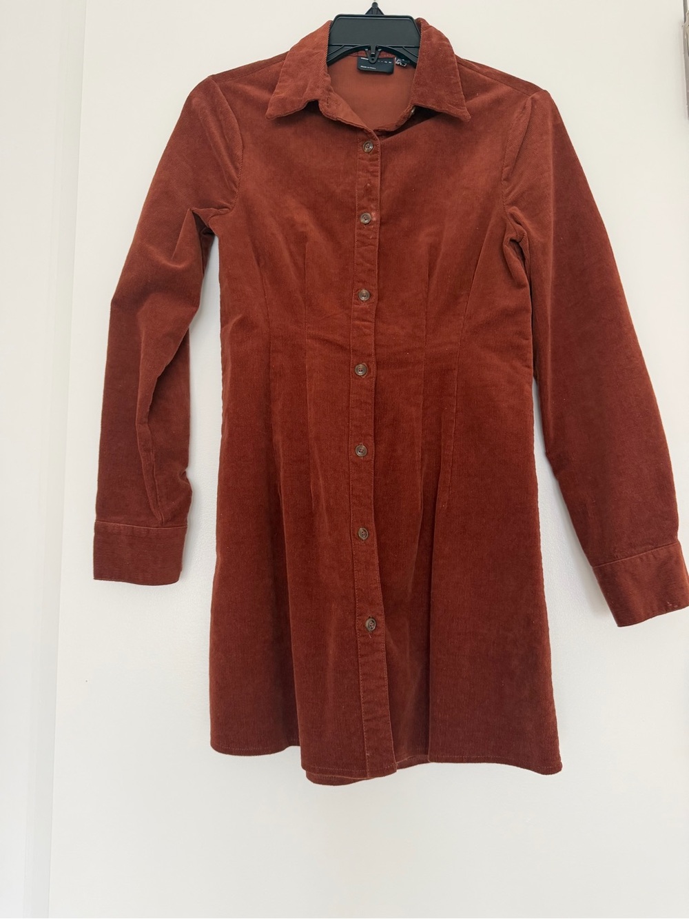 ASOS Rust Corduroy Button-Front Mini Dress